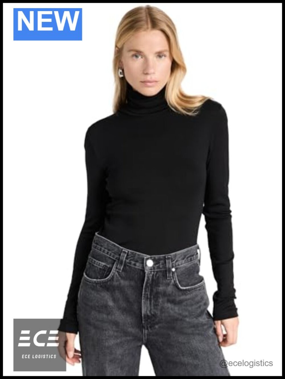 Splendid 1x1 Rib Classic Turtleneck Top Long Sleeve Jersey